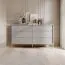 Moderne Kommode mit 6 Schubladen Worthing 64, Farbe: Grau / Gold, 91 x 154 x 39 cm, geriffelte Fronten, viel Stauraum, elegantes Design, langlebig