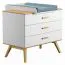 Kommode Skady 03, Farbe: Weiß / Eiche - Abmessungen: 87 x 100 x 58 cm (H x B x T)
