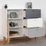 Jugendzimmer - Kommode Syrina 08, Farbe: Weiß / Grau / Eiche - Abmessungen: 96 x 103 x 45 cm (H x B x T)
