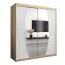 Schiebetürenschrank / Kleiderschrank Calvitero 04 mit Spiegel, Farbe: Eiche Sonoma / Weiß matt - Abmessungen: 200 x 180 x 62 cm ( H x B x T)
