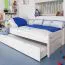 Ausziehbett / Kinderbett 90 x 200 cm | Massivholz: Buche | Weiß Lackiert | inkl. 2. Liegeplatz 90 x 190 cm ausziehbar und 2 Rollrost Abbildung