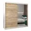 200 cm breiter Kleiderschrank mit 10 Fächern und 2 Türen | Farbe: Sonoma Eiche / Weiß Abbildung