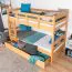Funktions-Etagenbett 90 x 200 cm mit 2 Schubkästen als Stauraum | Massivholz: Buche | Natur Lackiert | umbaubar in zwei Einzelbetten | Premium-Qualität | inkl. Rollroste Abbildung