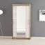100 cm breiter Kleiderschrank mit 2 Türen | 5 Fächer | Farbe: Sonoma Eiche / Weiß Abbildung