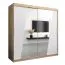 200 cm breiter Kleiderschrank mit 2 Türen | 10 Fächer | Farbe: Sonoma Eiche / Weiß Abbildung