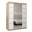 150 cm breiter Kleiderschrank mit 2 Türen | 5 Fächer | Farbe: Sonoma Eiche / Weiß Abbildung