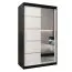 120 cm breiter Kleiderschrank mit 5 Fächern und 2 Türen | Farbe: Weiß / Schwarz Abbildung