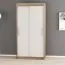 120 cm breiter Schiebetürenschrank mit 2 Türen | 5 Fächer | 2 Kleiderstangen | Farbe: Sonoma Eiche / Weiß Abbildung