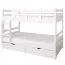 90 x 200 cm Stockbett mit Stauraum / 2 Schubkästen für Jugendliche Massivholz: Buche | Weiß Lackiert | umbaubar in 2 Einzelbetten | Premium-Qualität | inkl. Rollroste Abbildung