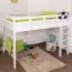 Hochbett für Kinder 120 x 200 cm | Massivholz: Buche | Weiß Lackiert | umbaubar in Einzelbett | Premium-Qualität | inkl. Rollrost Abbildung