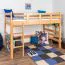 Hochbett für Jugendliche 120 x 190 cm | Massivholz: Buche | Natur Lackiert | umbaubar in Einzelbett | Premium-Qualität | inkl. Rollrost Abbildung
