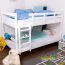 Stockbett für Jugendliche 120 x 200 cm | Massivholz: Buche | Weiß Lackiert | umbaubar in 2 Einzelbetten | inkl. Rollroste Abbildung