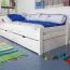 Bettrahmen für Kinder / Kinderbett 90 x 200 cm | Massivholz: Buche | Weiß Lackiert | inkl. 2 Schubladen und Lattenrost | besonders hohe Qualität Abbildung