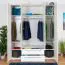 Kleiderschrank | 4 Drehtüren | 2 Schubladen | 7 Fächer | mit 3 Kleiderstangen | 182 cm breit | Farbe: Weiß Abbildung