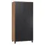 Schlafzimmer - Kleiderschrank mit LED, Farbe: Eiche / Schwarz - Abmessungen: 195 x 93 x 57 cm (H x B x T) Abbildung