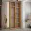 Kleiderschrank mit Spiegel Mina in Weiß/Eiche, auch für Wohnzimmer geeignet, Anti Staubbürsten, Metallgriff in schwarz, 235,2 x 120 x 60 cm, Einlegeböden