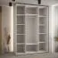Schiebetürenschrank Mina in Weiß/Eiche, Metallgriffe in schwarz, Front aus laminierter Platte, platzsparend, viel Stauraum, 235,2 x 160 x 60 cm