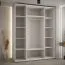 Kleiderschrank Mina mit Schiebetüren in Weiß/Eiche gehalten, Anti Staubbürsten, platzsparend, viel Stauraum, 235,2 x 190 x 60 cm, robust, moderne Optik