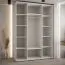 Schiebetürenschrank mit Spiegel Mina in Weiß/Schwarz, schwarzer Metallgriff, Anti Staubbürsten, auch für Wohnzimmer geeignet, 235,2 x 160 x 60 cm
