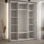 Kleiderschrank Mina mit Schiebetüren und Spiegel, in Weiß/Eiche, Anti Staubbürsten, viel Stauraum, auch für Wohnzimmer geeignet, 235,2 x 180 x 60 cm
