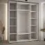 Kleiderschrank Mina mit Spiegeltüren, in Weiß/Eiche gehalten, Anti Staubbürsten, viel Stauraum, auch für Wohnzimmer geeignet, 235,2 x 190 x 60 cm