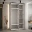 Weißer Schiebetürenschrank Mina, Lamellen in schwarzer Optik, Schwarzer Stahlgriff, viel Stauraum, platzsparend, 235,2 x 130 x 60 cm, moderne Optik