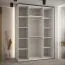 Weißer Schiebetürenschrank Mina, inklusive Anti Staubbürsten, Schwarze Lamellen, Schwarzer Stahlgriff, viel Stauraum, 235,2 x 170 x 60 cm, platzsparend