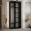Schwarzer Kleiderschrank Mina mit Schiebetüren, Anti Staubbürsten, viel Stauraum, auch für Wohnzimmer geeignet, Großer Spiegel, 235,2 x 110 x 60 cm