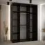 Einfacher Schiebetürenschrank Mina in Schwarz/Eiche, inklusive Anti Staubbürsten, schwarze Metallgriffe und Lamellen, 235,2 x 160 x 60 cm, viel Stauraum