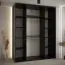 Schwarz-Weißer Schiebetürenschrank Mina inklusive Anti Staubbürsten, viel Stauraum, Schwarze Metallgriffe, selbstklebende Lamellen, 235,2 x 190 x 60 cm