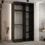 Platzsparender Schiebetürenschrank Mina mit Spiegel in Schwarz/Weiß, viel Stauraum, auch für Wohnzimmer geeignet, Anti Staubbürsten, 235,2 x 140 x 60 cm
