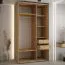 Weißer Schiebetürenschrank Mina, Lamellen in schwarzer Optik, Schwarzer Stahlgriff, viel Stauraum, platzsparend, 235,2 x 130 x 60 cm, moderne Optik