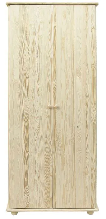 Kleiderschrank | 2 Drehtüren | 1 Fach | mit Kleiderstange | 84 cm breit | Massivholz | Farbe: Natur Abbildung