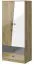 Drehtürenschrank / Kleiderschrank Sirte 01, Farbe: Eiche / Weiß / Grau Hochglanz -  Abmessungen: 190 x 80 x 50 cm (H x B x T)