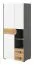 Jugendzimmer - Drehtürenschrank / Kleiderschrank Klemens 01, Farbe: Grau / Weiß / Eiche - Abmessungen: 190 x 80 x 53 cm (H x B x T)