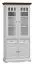 Vitrine Gyronde 15, Kiefer massiv Vollholz, Farbe: Weiß / Walnuss - 190 x 90 x 45 cm (H x B x T)