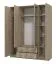 Drehtürenschrank mit zwei Spiegeltüren Kovin 02, 1,6 Meter breit, Farbe: Eiche Grau, zwei Schubladen, eine Kleiderstange, Maße: 205 x 160 x 52 cm, 11 Fächer