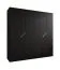 Kleiderschrank | 4-Türig | Farbe: Schwarz | 2 Fächer | 2 Kleiderstangen | Griffe: Gold | Soft-Close-Funktion | Maße: 200 x 52 x 202 cm | ABS-Kanten