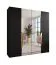 Drehtürenschrank | 2 Spiegeltüren | Farbe: Schwarz | 2 Fächer | Soft-Close | 2 Kleiderstangen | Griffe: Gold | Maße: 200 x 52 x 202 cm | Kleiderschrank | ABS-Kanten