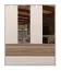 Kleiderschrank mit Spiegel Papauta 06, Farbe: Kaschmir / Eiche dunkel - Abmessungen: 226 x 187 x 60 cm (H x B x T)