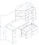 Schreibtisch mit Schrankanbau Sirte 11, Farbe: Eiche / Weiß  Hochglanz - Abmessungen: 153 x 150 x 50 cm (H x B x T)