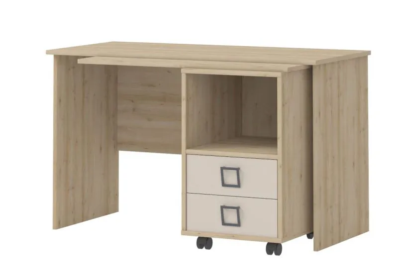 Schreibtisch 29, Farbe: Buche / Creme - 76 x 125 x 60 cm (H x B x T)