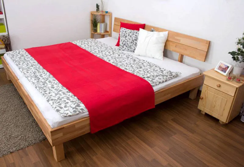 Massivholz Bettgestell Kernbuche 200 x 200 cm geölt Abbildung