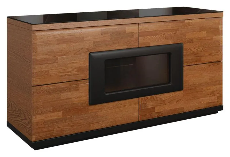 Sideboard Farbe: Walnuss / Schwarz, Breite: 161 cm - Küchenschrank, Anrichte, Sideboard Abbildung
