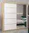 Schiebetürenschrank / Kleiderschrank Jan 05B mit Spiegel, Farbe: Eiche Sonoma / Weiß matt - Abmessungen: 200 x 200 x 62 cm ( H x B x T)
