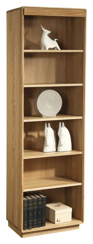 Bücherregal teilmassiv, geölt / gewachst Fazenda 04, mit sechs Fächer, Natur, Eiche, Maße: 201 x 61 x 41 cm, Echtholz Furnier, für Wohnzimmer