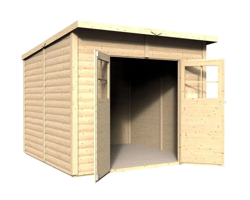 Gartenhaus 2,39 x 2,44 Meter (inkl. Dach) | Natur | Pultdach Abbildung