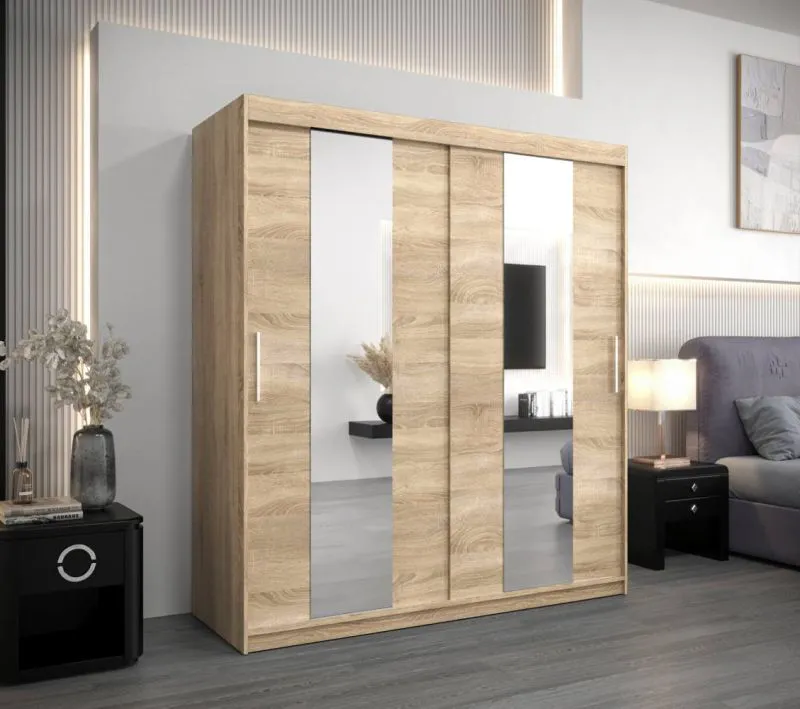 180 cm breiter Kleiderschrank mit 2 Türen | 10 Fächer | Farbe: Sonoma Eiche Abbildung