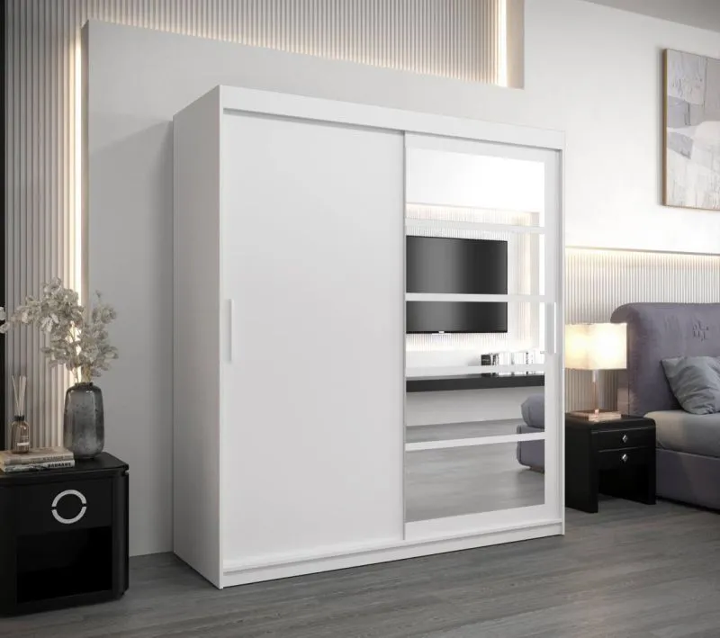 180 cm breiter Kleiderschrank mit 10 Fächern und 2 Türen | Farbe: Weiß Abbildung