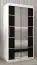 Schiebetürenschrank / Kleiderschrank Jan 01D mit Spiegel, Farbe: Weiß matt / Schwarz - Abmessungen: 200 x 100 x 62 cm ( H x B x T)